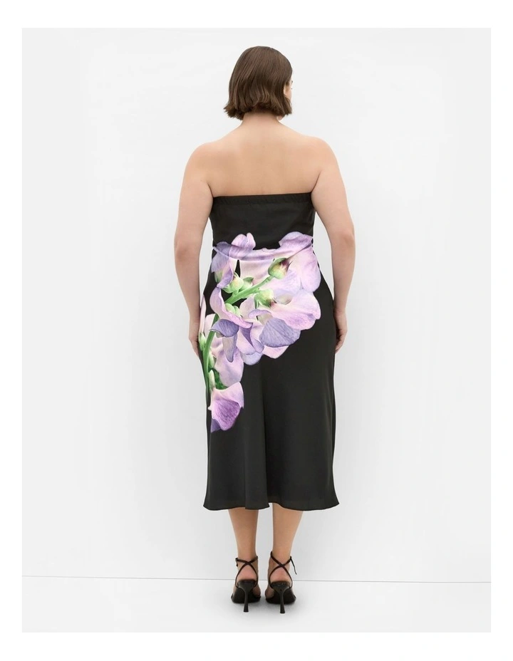Plus Size Amari Orchid Print Midi Dress in black image 2