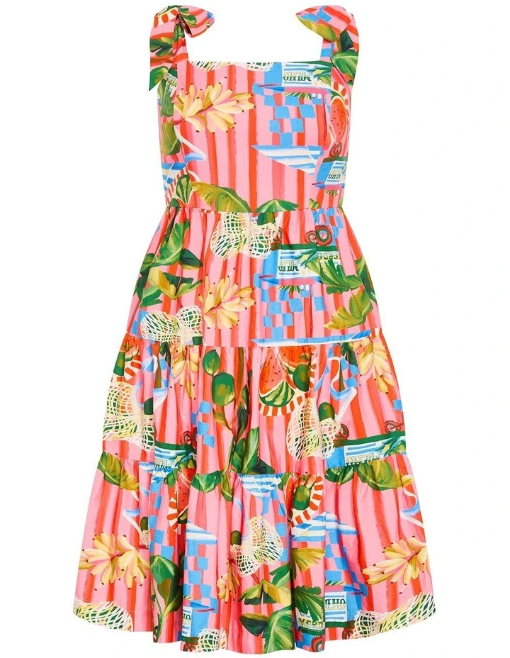 Plus Size Holiday Print Midi Dress in pink image 3