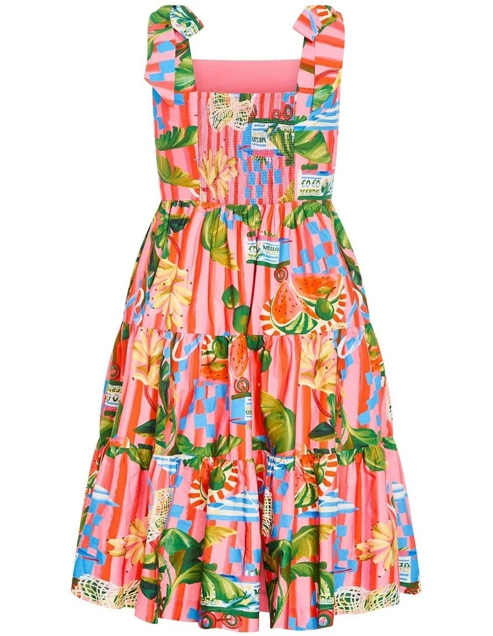 Plus Size Holiday Print Midi Dress in pink image 4