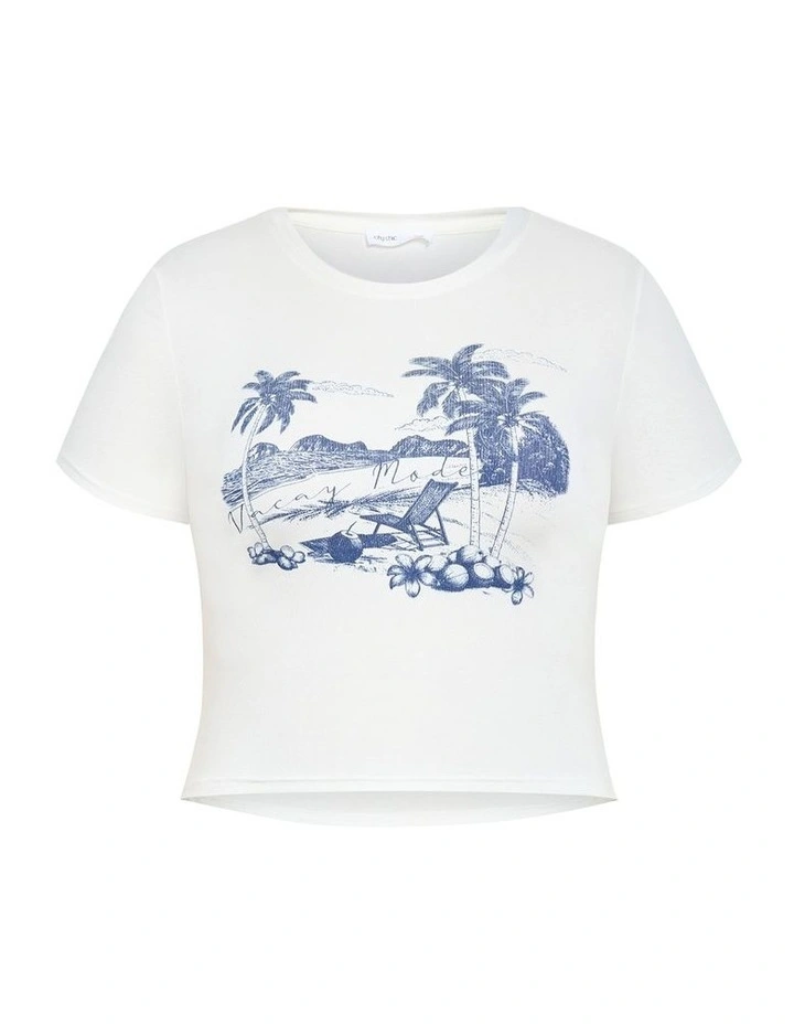 Micro Palm Print Tee in White image 3