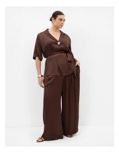 Kimberly Waist Tie Shirt in Chocolate