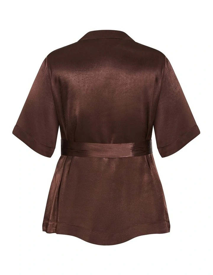 Kimberly Waist Tie Shirt in Chocolate image 4