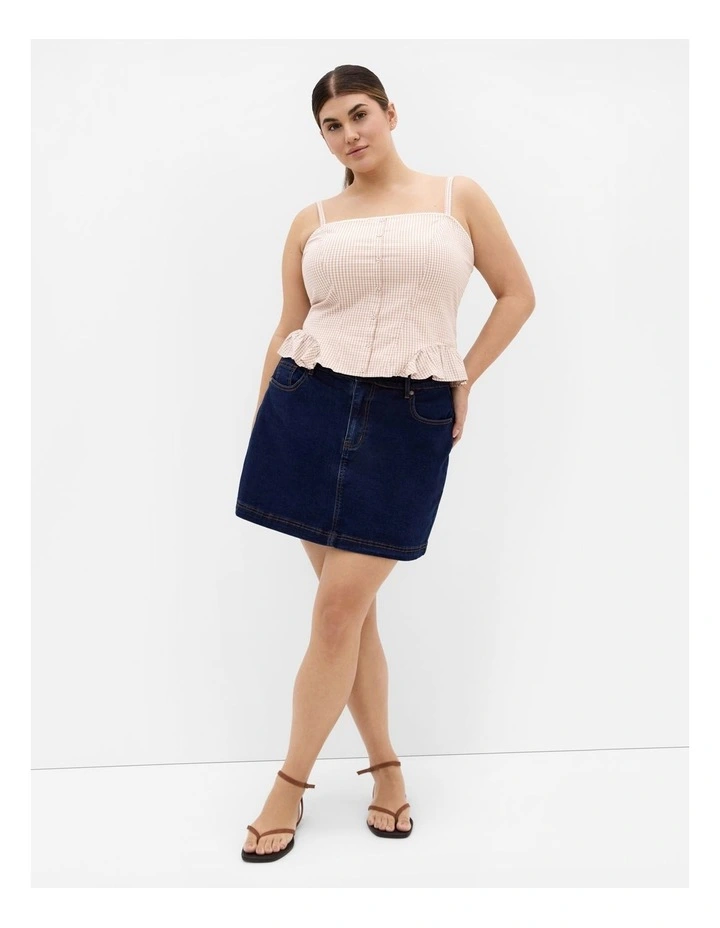 Tessa Check Print Bustier Top in Multi image 1