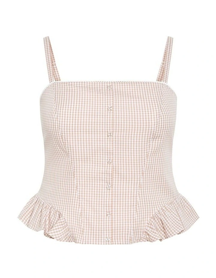 Tessa Check Print Bustier Top in Multi image 3