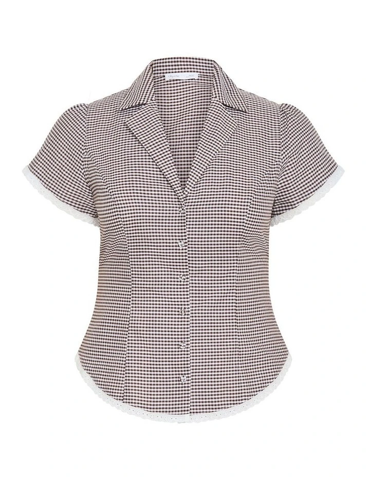 Eleni Gingham Shirt in Chocolate image 3