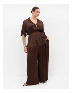 Kimberly Wide Leg Pant in Chocolate