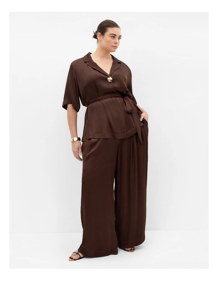 Kimberly Wide Leg Pant in Chocolate image 1