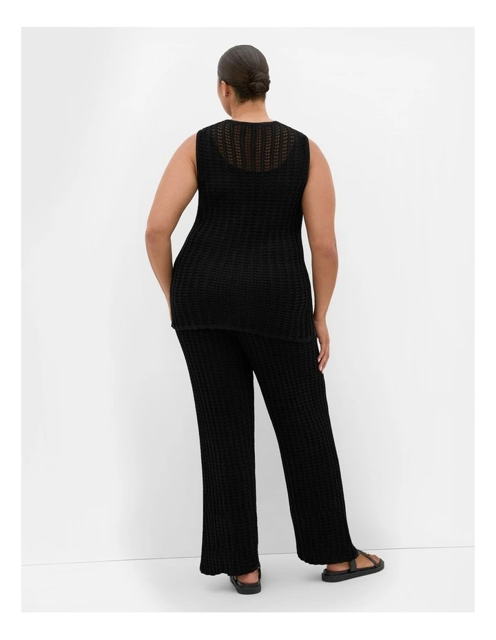 Crochet Tie Lined Pant in Black image 2