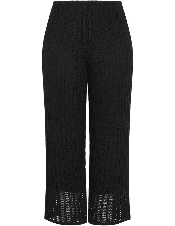 Crochet Tie Lined Pant in Black image 3