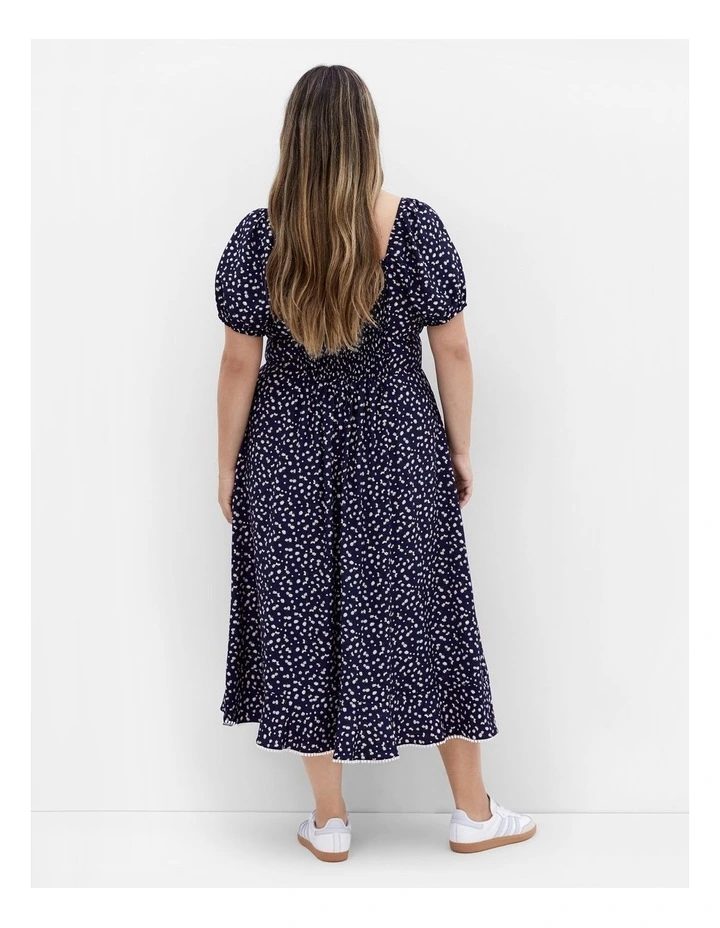 Sky Print Midi Dress in Navy image 2