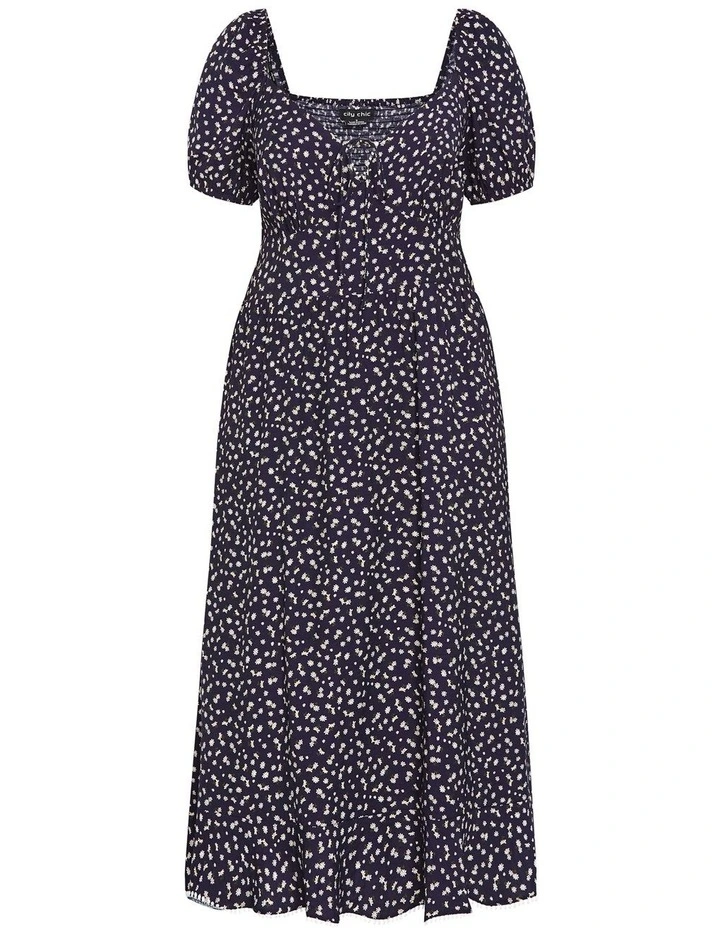 Sky Print Midi Dress in Navy image 3