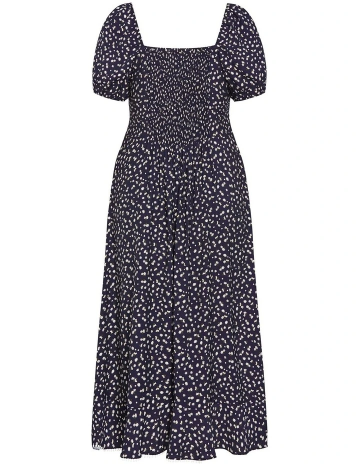Sky Print Midi Dress in Navy image 4