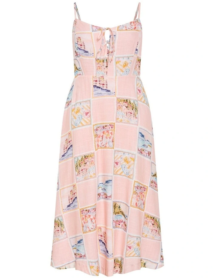Billie Postcard Print Maxi Dress in Peach Pink image 3