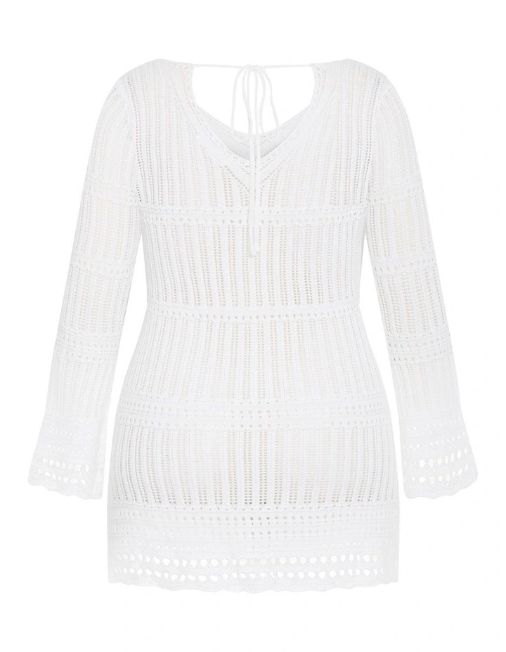 Andros Crochet Knit Kaftan in Ivory image 4