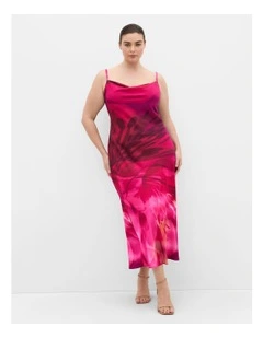 Sadie Print Slip Dress in Raspberry