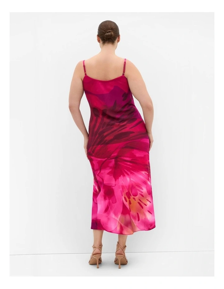 Sadie Print Slip Dress in Raspberry image 2