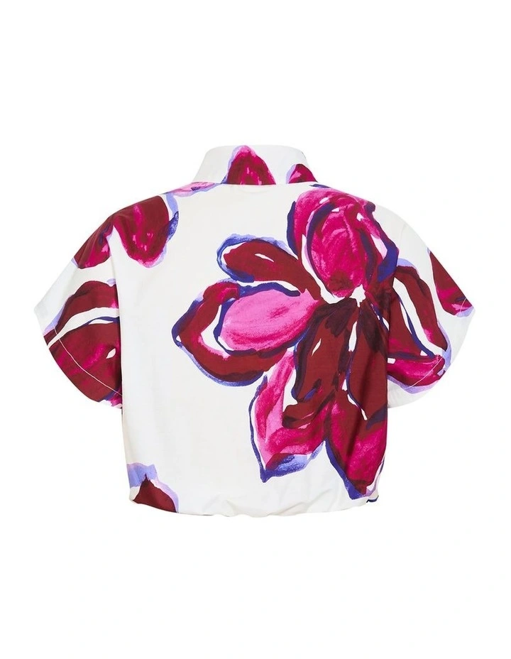 Holiday Bloom Print Shirt in White image 4