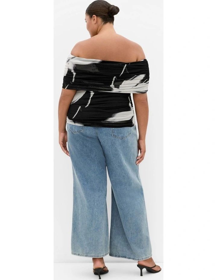 Dana Blur Print Mesh Top in Black image 2