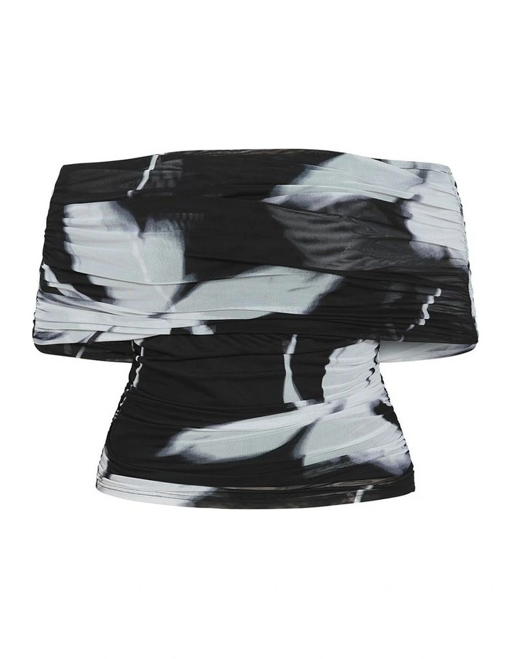 Dana Blur Print Mesh Top in Black image 3