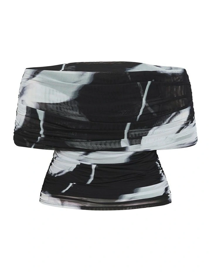 Dana Blur Print Mesh Top in Black image 4