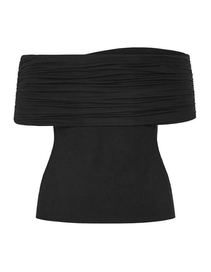 Buckle Off Shoulder Top in Black image 4