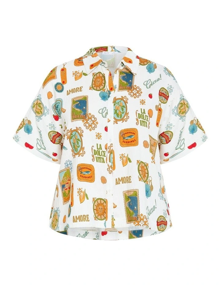 Amore Print Shirt in Cream image 3