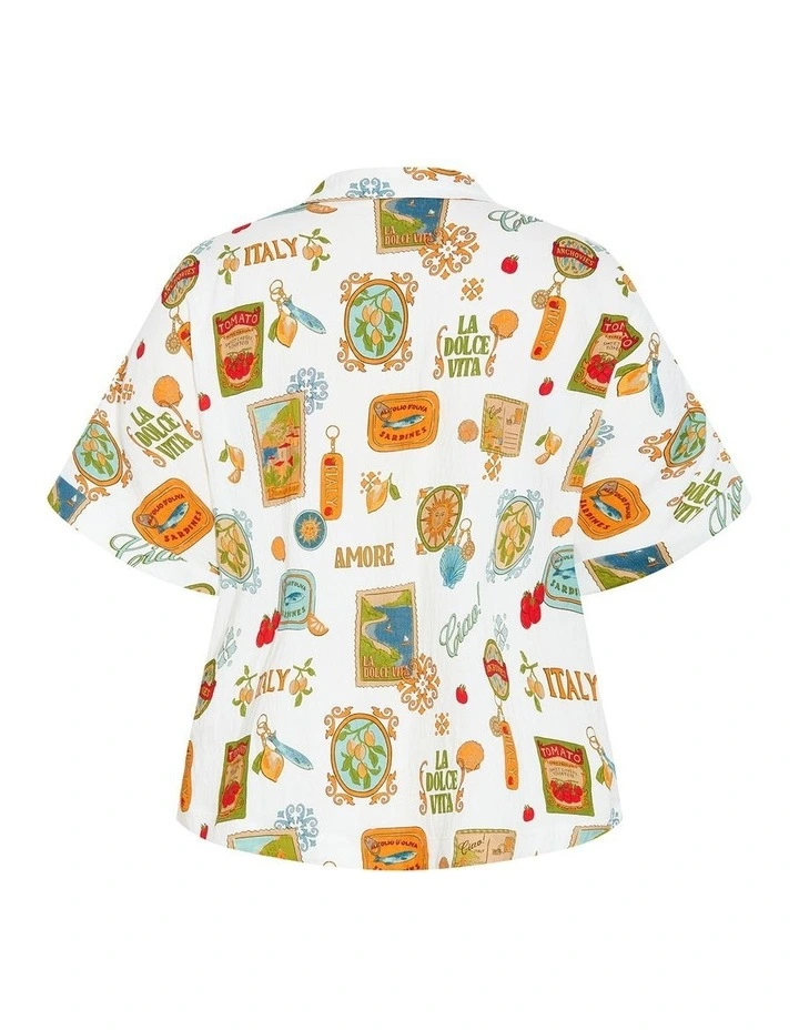 Amore Print Shirt in Cream image 4