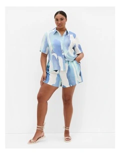 Surface Level Print Shirt in Light Blue