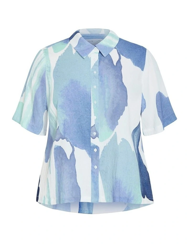 Surface Level Print Shirt in Light Blue image 3