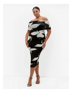 Dana Blur Print Mesh Skirt in Black