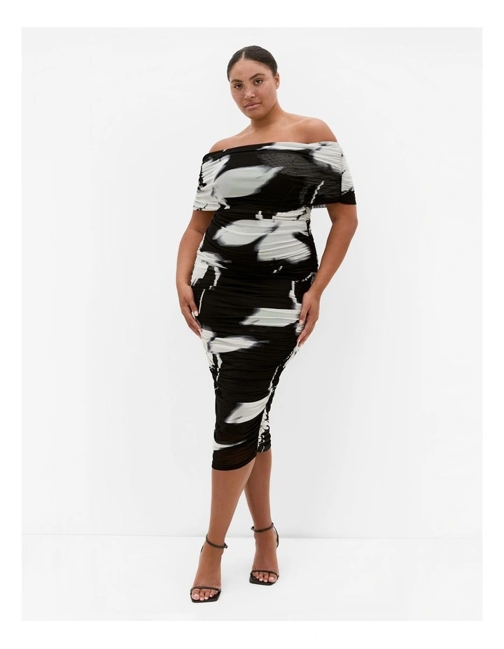 Dana Blur Print Mesh Skirt in Black image 1