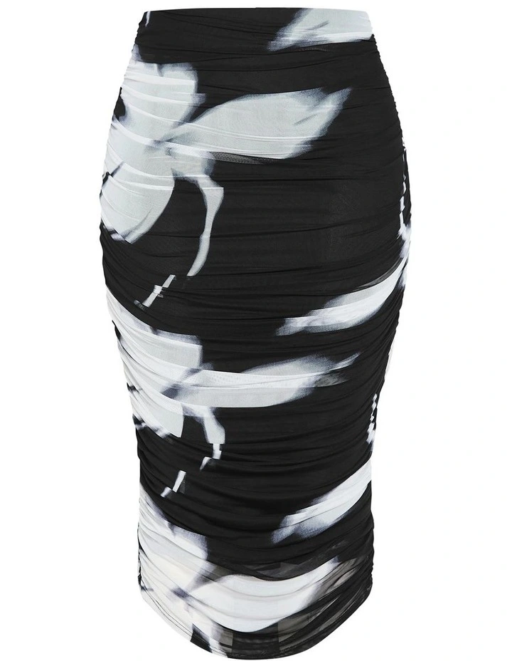 Dana Blur Print Mesh Skirt in Black image 3
