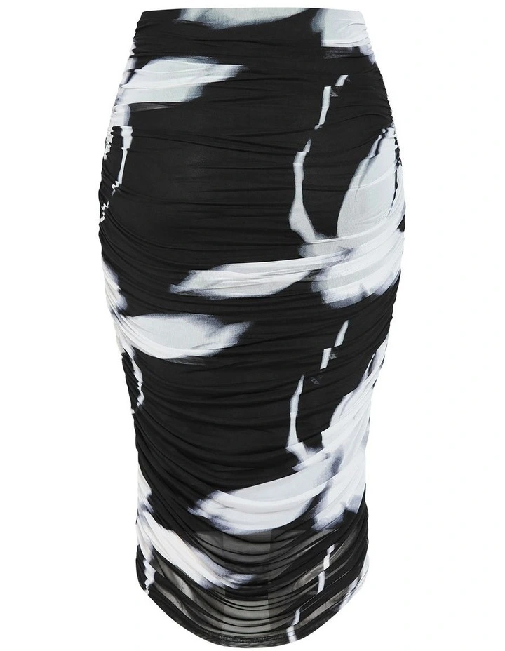 Dana Blur Print Mesh Skirt in Black image 4