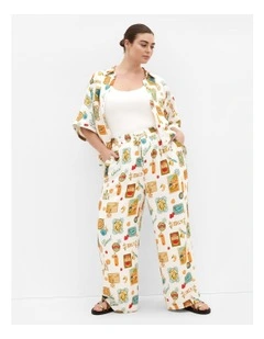 Amore Print Wide Leg Pant in Ivory