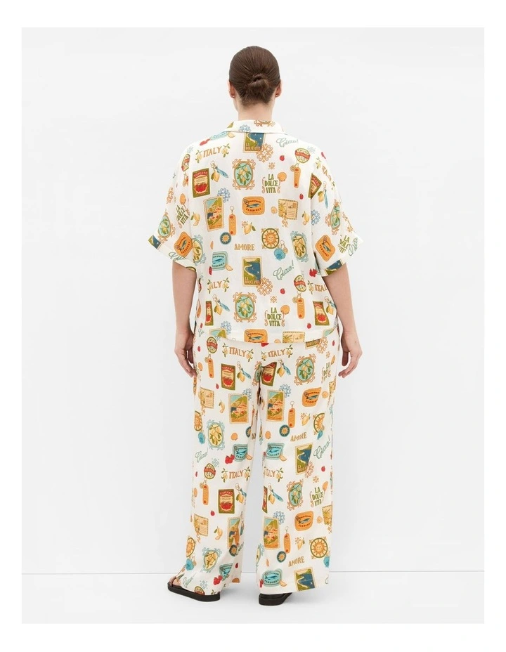 Amore Print Wide Leg Pant in Ivory image 2