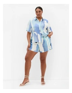 Surface Level Print Short in Light Blue