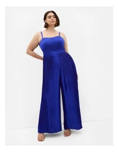 Palazzo Pleat Jumpsuit in Cobalt