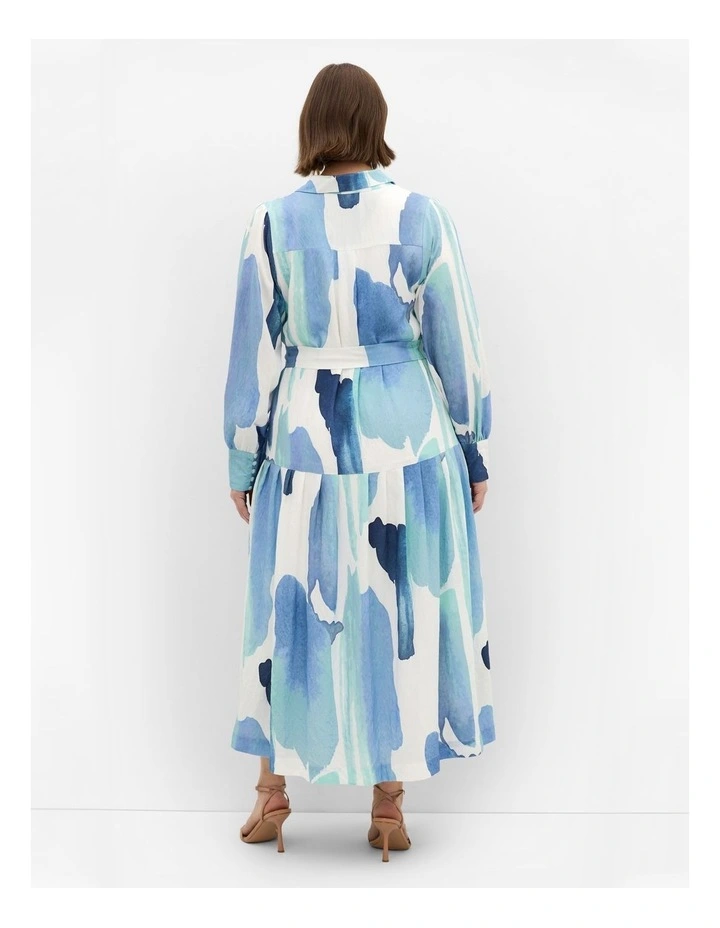 Ezra Print Midi Dress in Light Blue image 2