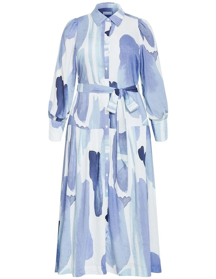 Ezra Print Midi Dress in Light Blue image 3
