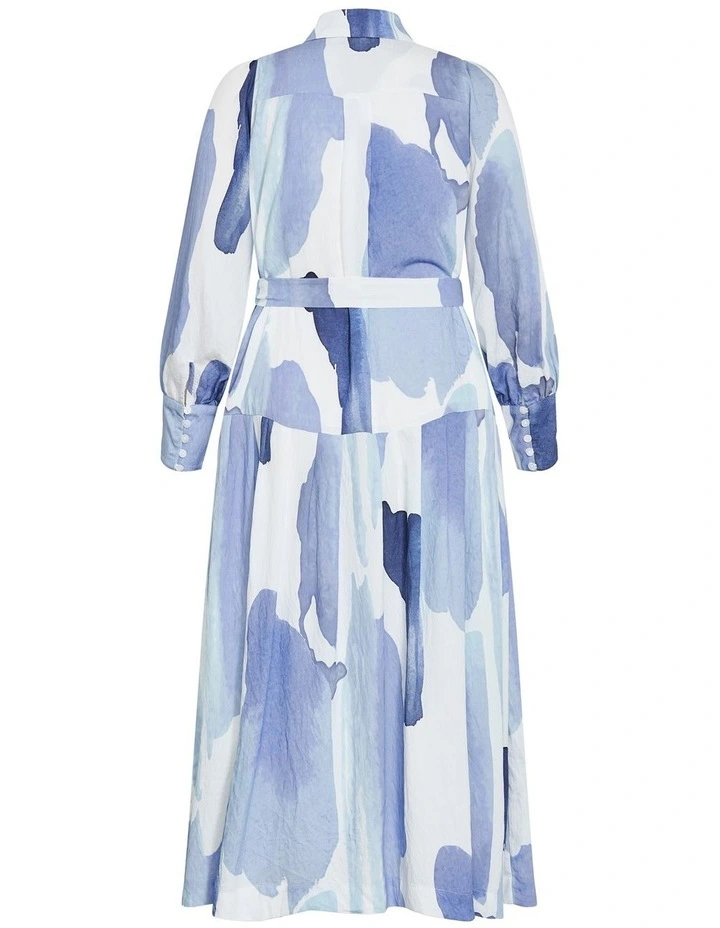 Ezra Print Midi Dress in Light Blue image 4