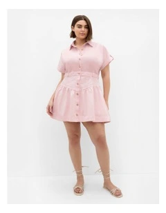 Ari Denim Mini Dress in Heavenly Pink