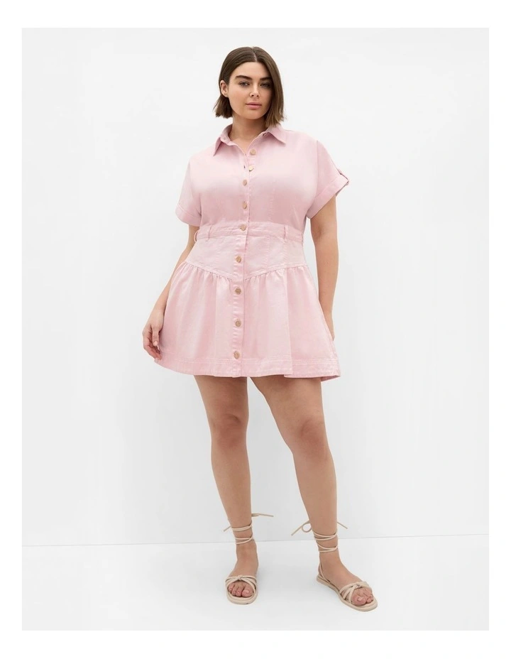 Ari Denim Mini Dress in Heavenly Pink image 1