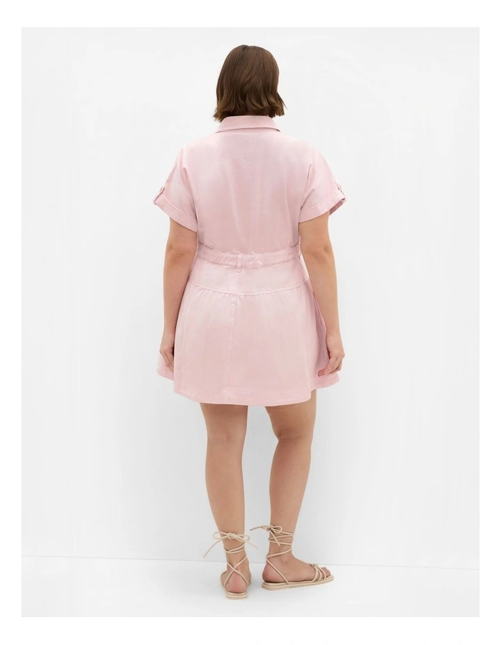 Ari Denim Mini Dress in Heavenly Pink image 2