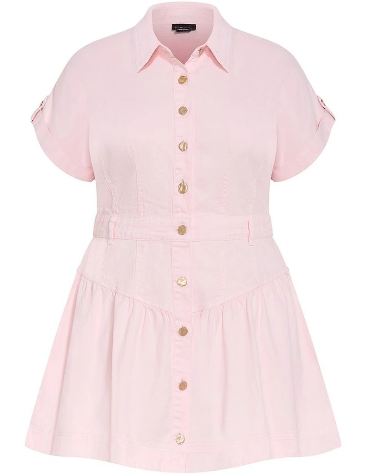 Ari Denim Mini Dress in Heavenly Pink image 3