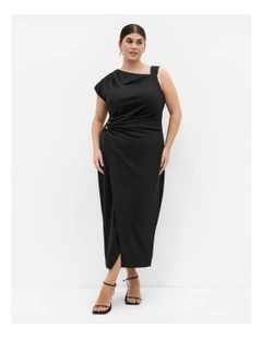 Vivi Ruched Maxi Dress in Black