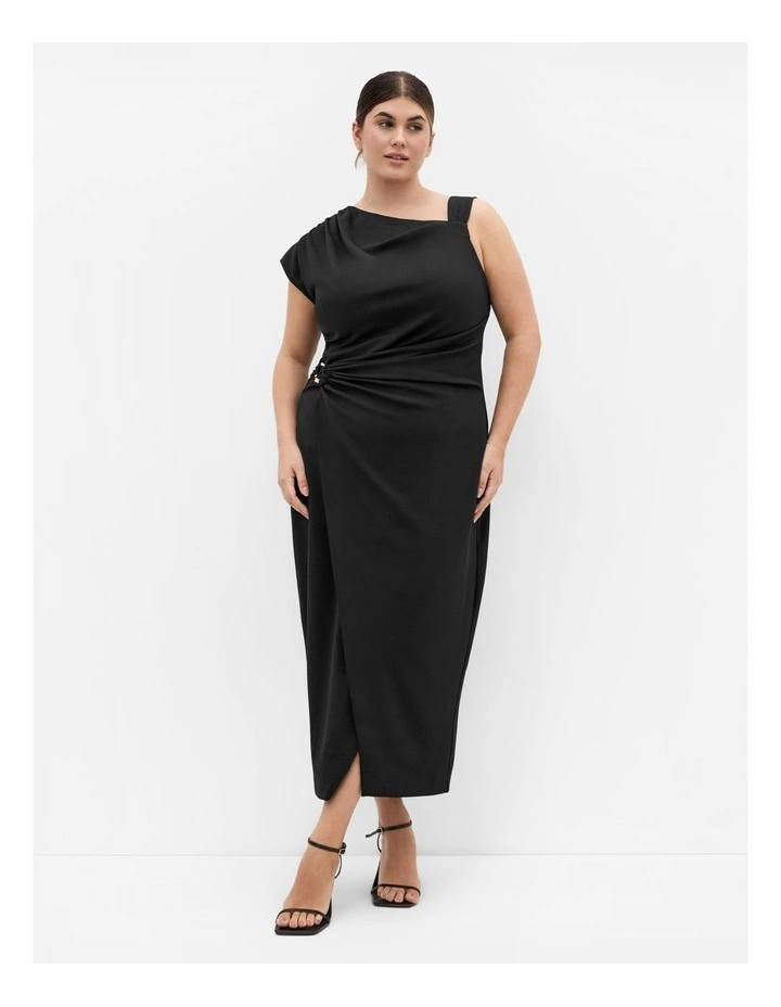 Vivi Ruched Maxi Dress in Black image 1