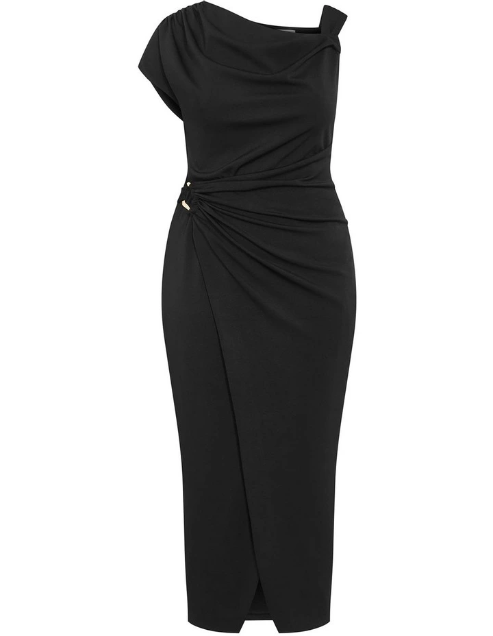 Vivi Ruched Maxi Dress in Black image 3