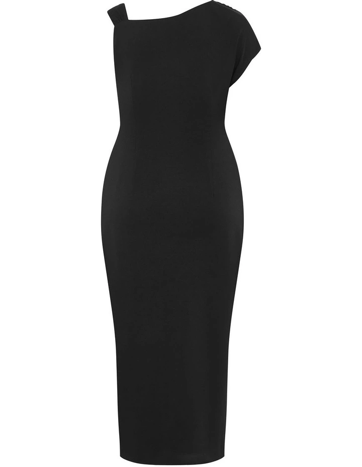 Vivi Ruched Maxi Dress in Black image 4