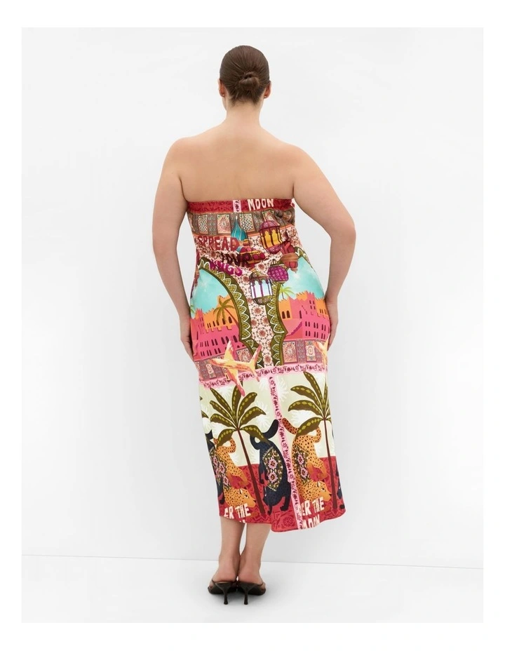 Addison Print Strapless Midi Dress in Multi image 2