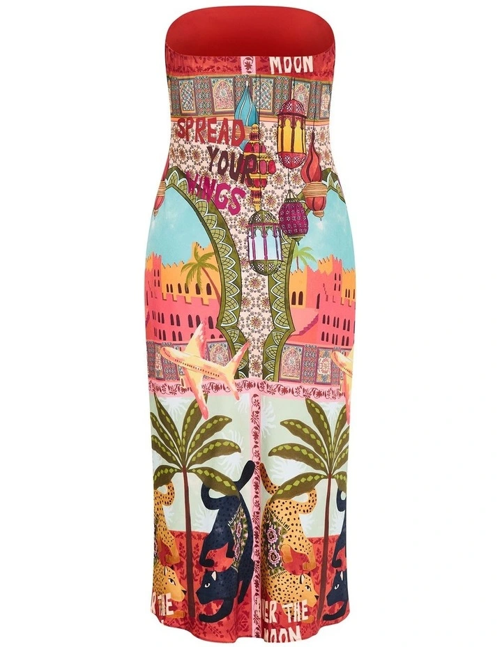 Addison Print Strapless Midi Dress in Multi image 4